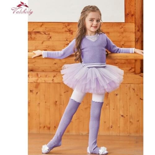 Autumn Ballet Wrap Cardigan Dance Clothes Kids Long Sleeve Knitted Sweater Girls Warm Up Ballerina Dancewear