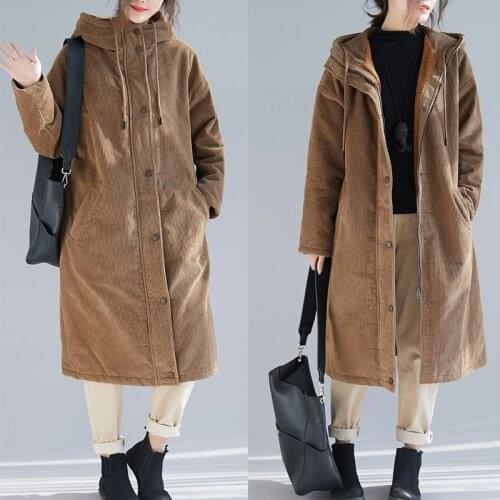 Bella Philosophy Wonder 2020 Faux Fur Coats Parkas Casual Loose Corduroy Female Long Jackets Vintage Thick Slim Hooded Outwears