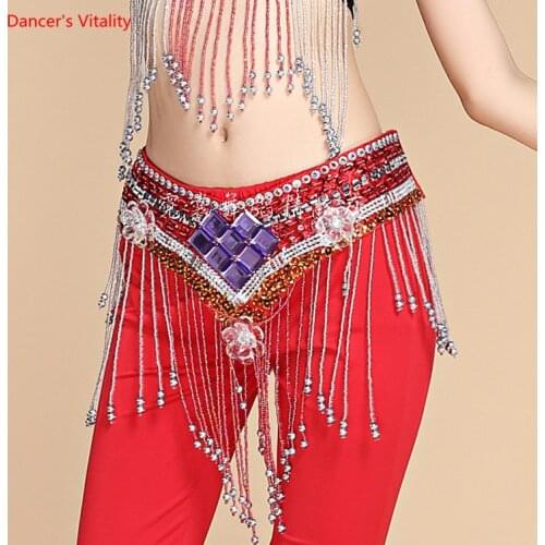 2018 New Belly Dance Coin Belt Tribal Costume Rhinestone Belt Belly Dance Waist Belt On Sale