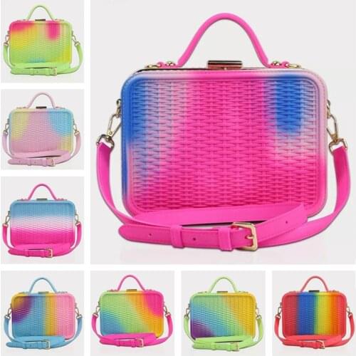 Just Tao! Hot Sale Womans Colorful jelly bag colored handbag in rainbow colors for women Girls pvc totes Ladys Bags JTW007-1