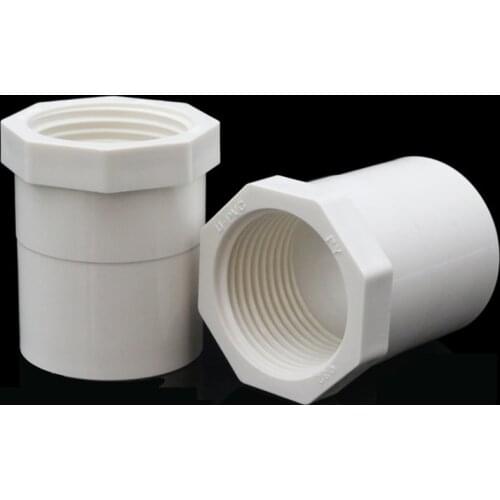 1/2" 3/4" 1" 1-1/4" 1-1/2" BSP Female Thread x 20mm 25mm 32mm 40mm 50mm ID Socket White PVC Pipe Fitting Water Connector