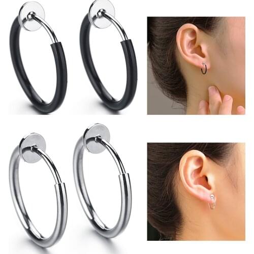 New Vintage Black Silver Color Geometric Small Circle Hoop Earrings for Women Girl серьги Jewelry Steampunk Ear Clip Gifts