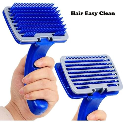 Dog Hair Grooming Hair Removal Brush Pet Comb Rake for Large Dogs Push Hair Massage Pet Comb Button Easy Cleaning Pet Products