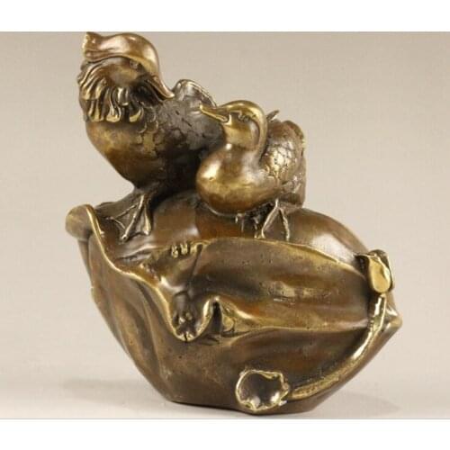 Pure brass mandarin duck sculpture bronze ware mandarin duck opera water craft decoration household jewelry free shipping