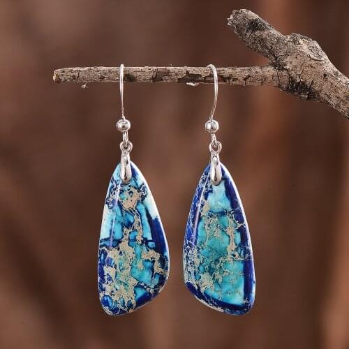Blue Wings Angle Girls Earrings Regalite Stones Women Drop Hook Earrings