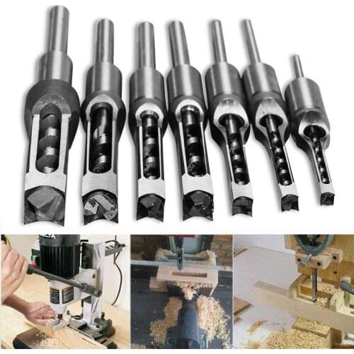 HSS Twist Drill Bits Woodworking Square Drill Tools Kit Square Mortising Drill Set Square Hole Extended Saw 6.0mm~16mm
