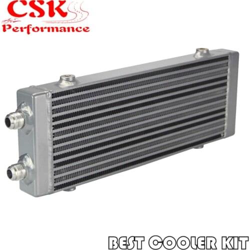 Universal Medium Dual Pass Bar & Plate Oil Cooler 14"x5.5"x1.58" Core Silver/Black