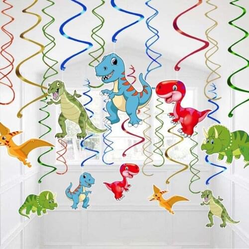 Dinosaur Party PVC Foil Hanging Swirls Happy Birthday Party Decorations Kids Favors Jurassic Dinosaur Ceiling Hanging Garlands