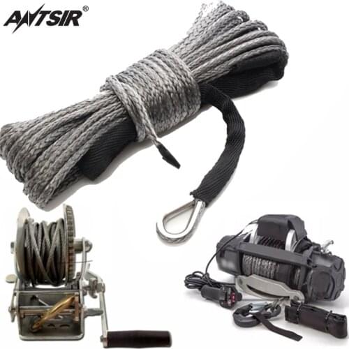 High Strength 6mm 50' 8000 LBS Synthetic Winch Rope Line with sheath Recovery Cable 4WD ATV UTV Car Accessories safety equipment