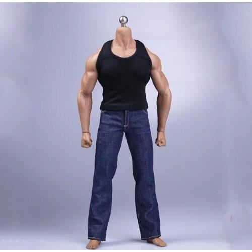 In stock 1/6 Vest jeans belt set 1/6 Scale action figure clothing set for M35 muscle man body for collection Female Clothes Set