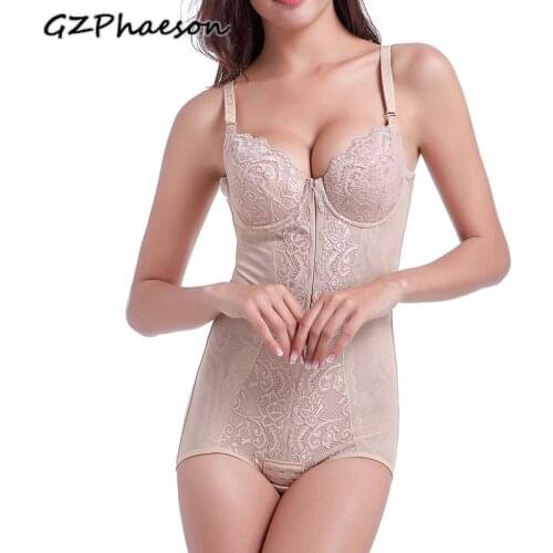 Sexy Women Body Shaper Shapewear Plus Size Slimming Underwear Tummy Control Push Up Bra Zipper Waist Trainer Bodysuit Corset