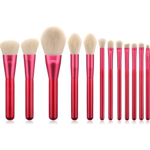 12Pcs Makeup Brushes Set RED handle for Foundation Blush Powder Blending Make Up Brushes Contour Cosmetic Tool T12070