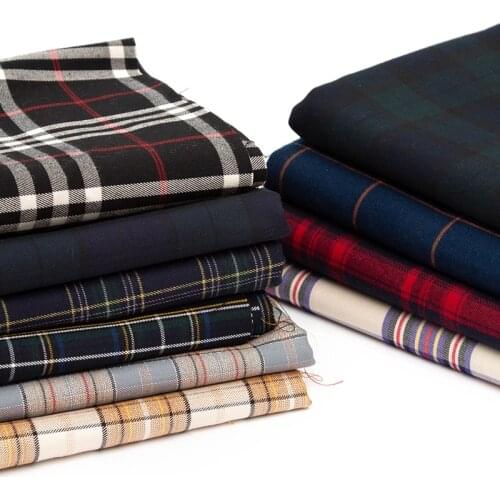 145cmx50cm polyester cotton twill check cloth yarn dyed Scottish Plaid fabric for clothes garment bags JK Pleated skirt uniform