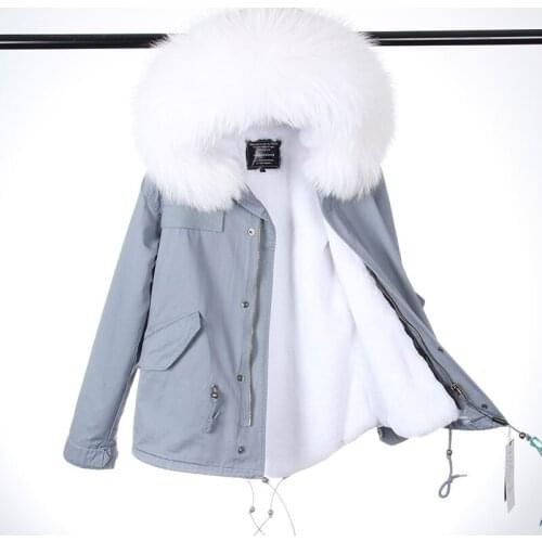 2020 New Fashion Women Winter Pink Fur Coat Short Long Faux Fur Liner Lady MR Style Real Raccoon Collar Fur Jacket Top brand