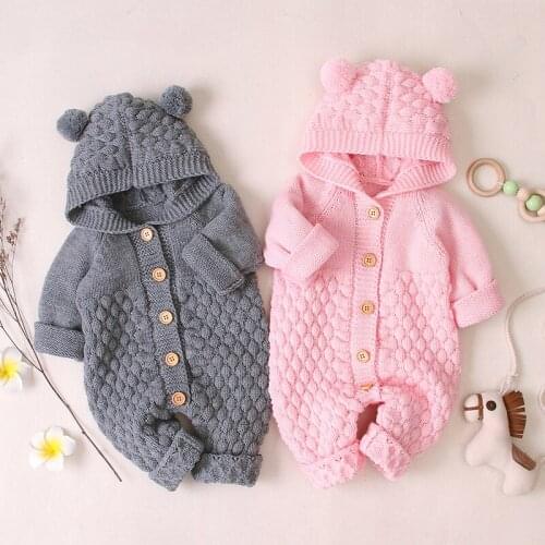 2020 New Baby Girls Boys Clothes Autumn Winter Hooded Jumpsuits Long Sleeve Romper Newborn Outfits Jumpsuit Kids Clothes 0 to 2Y