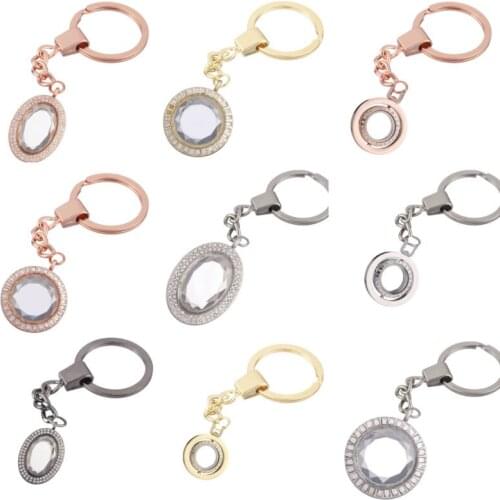 5Pcs/Lot Vintage Round Aroma Can Open Glass Locket Charms Keychain Finding Metal Locket Pendant Perfume Fit Beads Jewelry Diy
