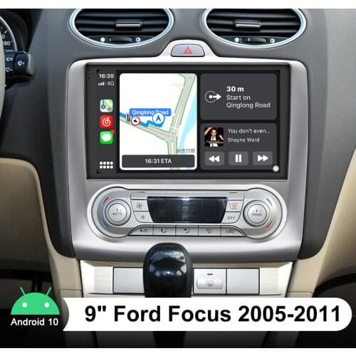 9 Inch Car Dvd Player Android Auto GPS Navigation With DSP Android 10.0 1280*720 For Ford Focus 2005-2011（Auto Air-conditioning