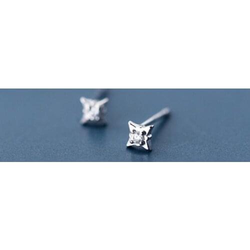 925 Sterling Silver Lovely Extra Tiny 4.5mm Star CZ Post Stud Earrings Jewelry A1428