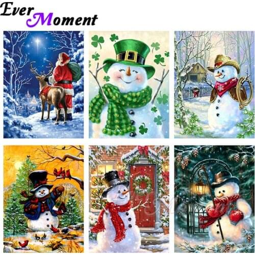 Ever Moment Diamond Painting Snowman Christmas Day Full Square Resin Drill Home Household Decoration Handicraft Wall Art ASF2181