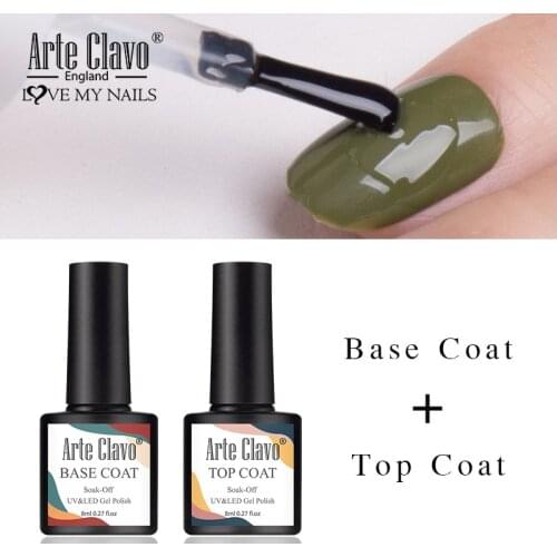 Arte Clavo 8ml Gel Nail Polish Top Base Coat Gellak Primer Varnish Lacquer LED Nail Art Manicure Soak Off Nail Polish Top Base