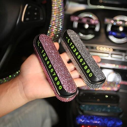 Car Temporary Parking Card Phone Number Card Sparking Rhinestone Plate Car Plate Telephone Number Car Park Stop