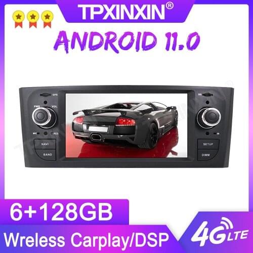 Android 11.0 6+128G For FIAT Punto Linea 2005-2009 GPS Car Multimedia Player Headunit Audio Radio Navigtion Tape Recorder
