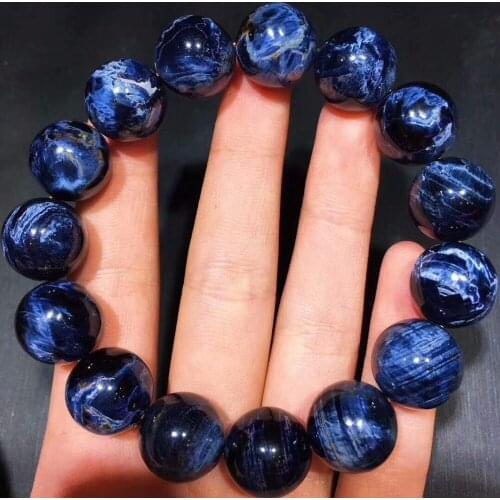 Genuine Natural Blue Pietersite Round Beads Bracelet Women Men Healing Stone 14mm Charming Stretch Crystal Certifcate AAAAA