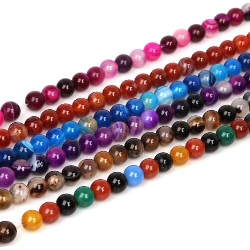 New Arrival 39cm/Strand 8mm Multi Colors Round Natural Stone Dyed Loose Beads For DIY Bracelet Necklace Jewelry Making Findings