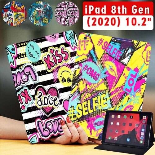 For Apple Ipad 8 2020 8th Generation 10.2 Inch Tablet Case Adjustable Folding Stand Protective Case Cover + Free Stylus