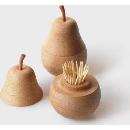 Wooden Toothpick Holder Pear Shape Toothpick Storage Wood Case Box for Toothpicks Container Jar Toothpick Dispenser Organizer
