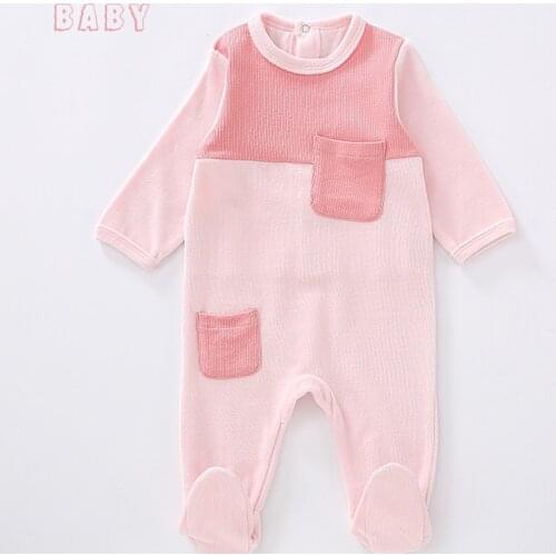 Children long sleeve girl boy clothes Unisex pyjamas newborn baby footed overalls jumpsuit pocket onesies outfit