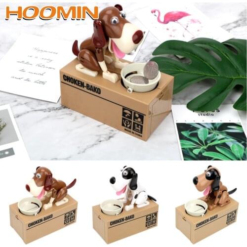 HOOMIN Money Saving Box Plastic Electronic Piggy Banks Kids Gift Cartoon Robotic Dog Steal Coin Bank Automated Money Boxes