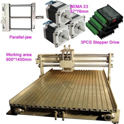 DIY CNC Milling Machine Frame 9014 Suitable 2.2KW Spindle Cutting Engraver Router Machine with NEMA 23 Stepper Motor Drive Vise