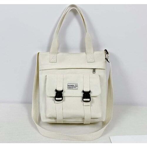 Canvas Bag Female Portable Shoulder Bag Fashion Junior Teenager Girl Student Book File Document Handbag Lightweight Cloth Bag