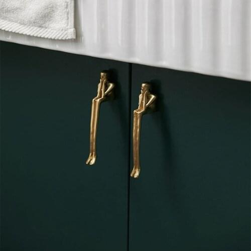 Creative Cabinet Handle Golden Drawer Pulls Brass Wardrobe Knob Nordic Style Solid Brass Furniture Hardware and Pulls
