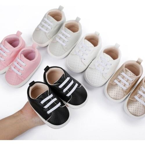 Spring Autumn Newborn Baby Boys Girls Soft Sole Crib Shoes Anti-slip Sneaker Breathable Solid First Walkers Sneakers 0-18M