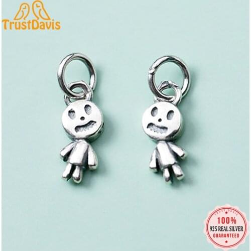 Trustdavis Real 925 Sterling Thai Silver Fashion Little Zombie Charm Pendant Handmade DIY Accessories Jewelry Wholesale DZ252