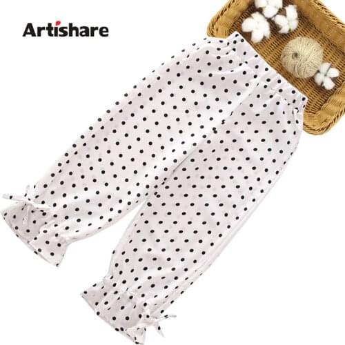 Summer Pants For Girls Dot Pattern Girl Pants Children Soft Cotton Childrens Pants Casual Style Girls Clothing 6 8 10 12 14