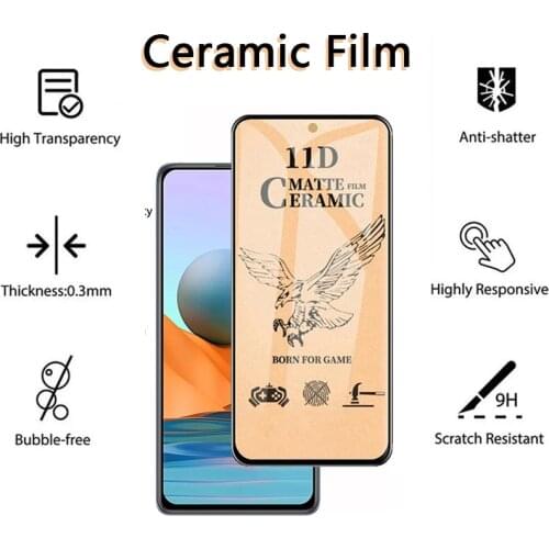 Matte 9D Ceramic Film For Redmi 9A 9T 9C NFC 4X Note 10 9S Pro Max 4G 5G Protective Class Black Edge Soft Screen Protector