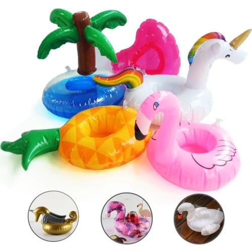 Mini Flamingo Unicorn Beverage Boats Donut Drink Cup Holder Inflatable Float Pool Beach Party Supply Kids Adult Water Toys boia