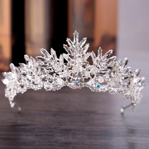 Trendy Wedding Crown accessories Baroque Silver color Rhinestone Crystal Bridal Crown Headdress Wedding Hair Accessories Tiara
