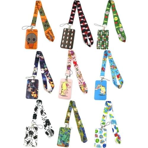Animation Fashion Lanyard ID Badge Holder Bus Pass Case Cover Slip Bank Credit Cards Holder Strap Card Holder