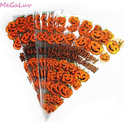 100PCS Halloween Candy Packaging Bag Bat Spider Pumpkin Light Triangle Candy Bag Children Candy Candy DIY Halloween Decoration
