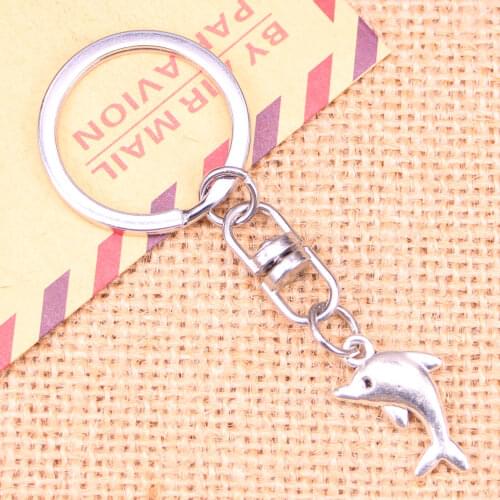 New Fashion Keychain 23x13mm lovely dolphin Pendants DIY Men Jewelry Car Key Chain Ring Holder Souvenir For Gift