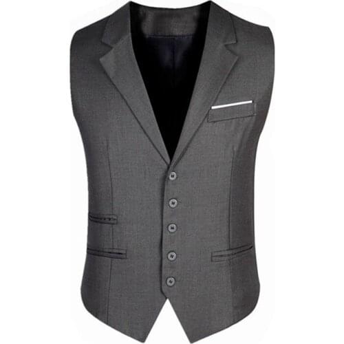 New Autumn Korean Slim Suit Vest Solid Color Single Breasted Waistcoat Jacket British Business Casual Mens Suit Vest Mens Coat