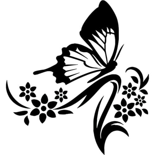 15 * 14cm New Style Hot Sale Style Beautiful Fashion Personality Butterfly Flower Car Decal Pvc Auto Motorcycle Jewelry Sticker
