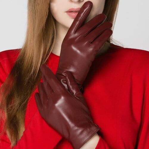 Touchscreen Sheepsking Gloves Male Female Autumn Winter Thicken Driving Plus Velvet Warm Couple Real Leather Gloves TE3613