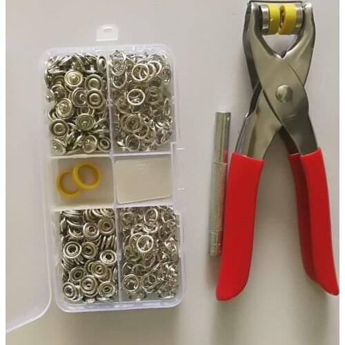 1pc Plier Tool +100 Sets Silver 9.5mm Metal Prong Snap Buttons Fasteners Press Studs Poppers Baby Romper Buckle Snap+1 Box