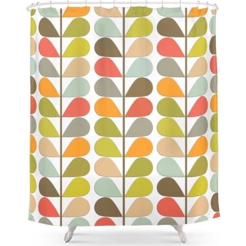 Retro Mid Century Modern Pattern Shower Curtain Waterproof Bathroom Shower Curtains Shower Accessories Curtains Home Decoration