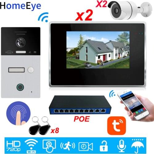 WiFi Video Intercom System IP Video Door Phone TuyaSmart App Remote Unlock RFID Card+Fingerprint +IP Camera Home Access Control
